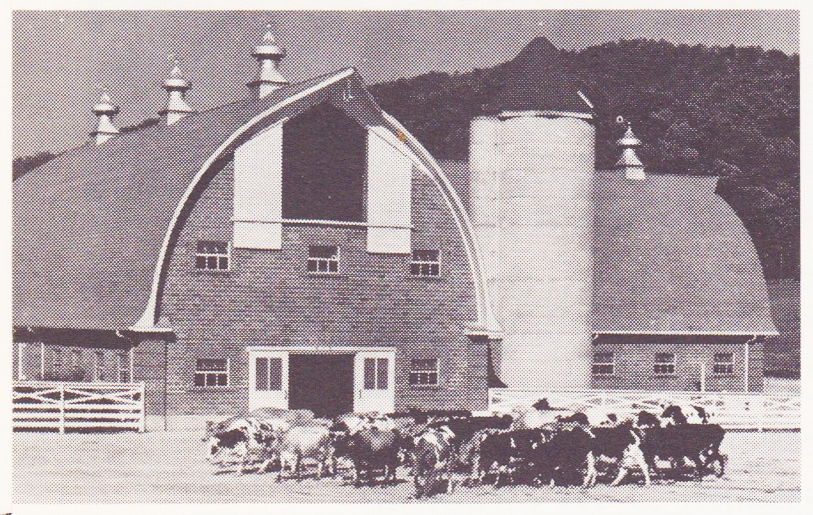 The Pressman's Home dairy barn, as rebuilt in 1940. My bedroom window faced the barn.